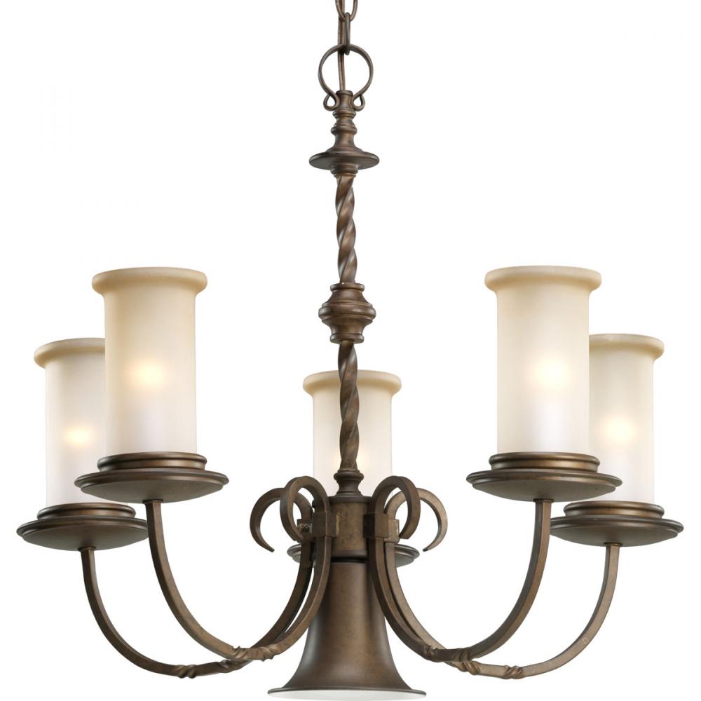 Five Light Roasted Java Jasmine Mist Glass Up Chandelier