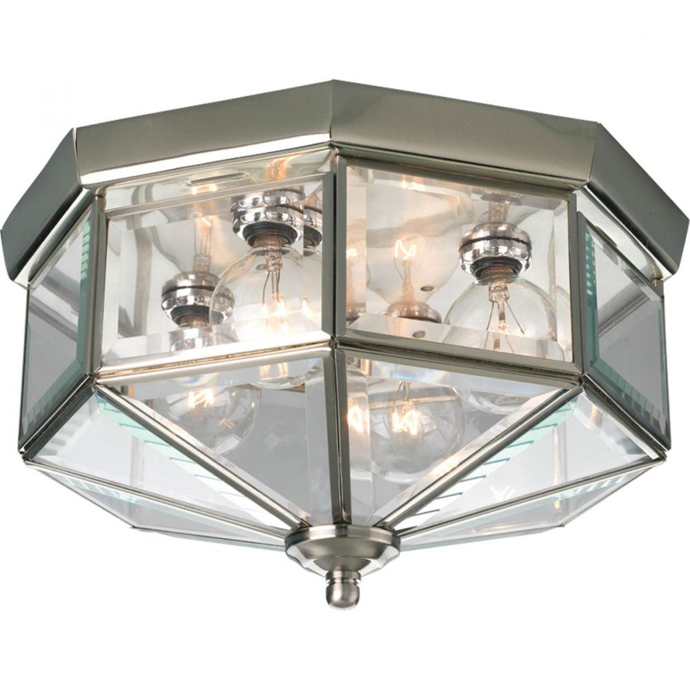 Four-Light Beveled Glass 11-1/8&#34; Close-to-Ceiling