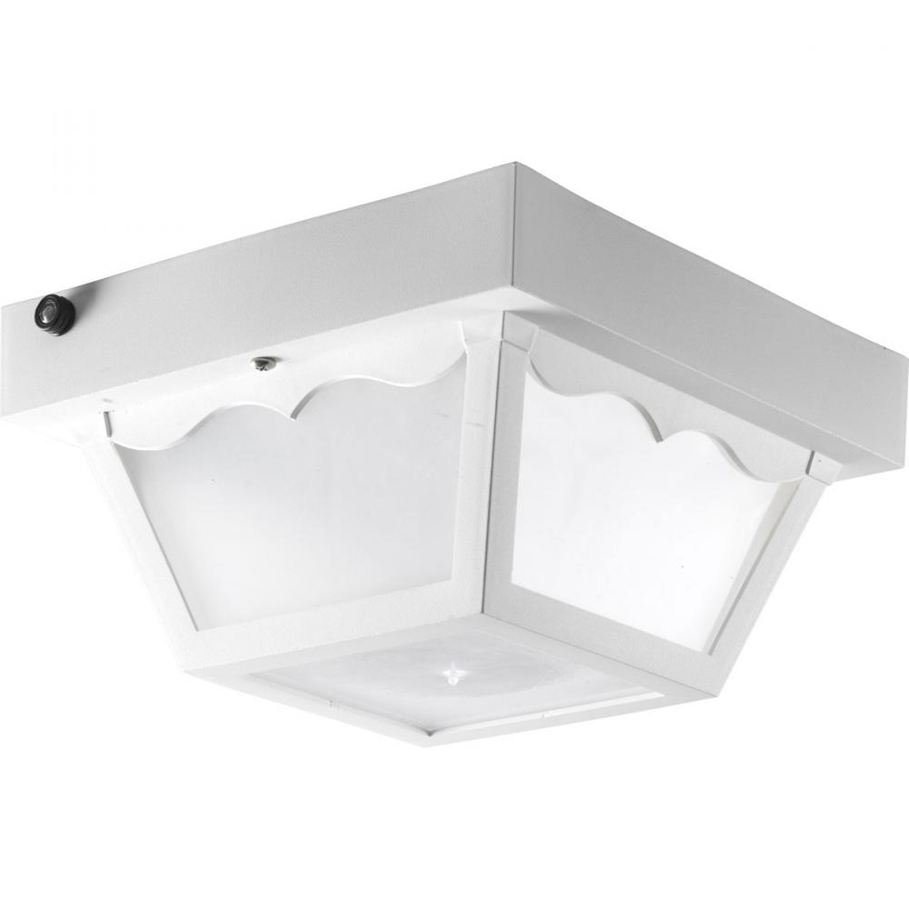 One Light White White Acrylic Glass Outdoor Flush Mount