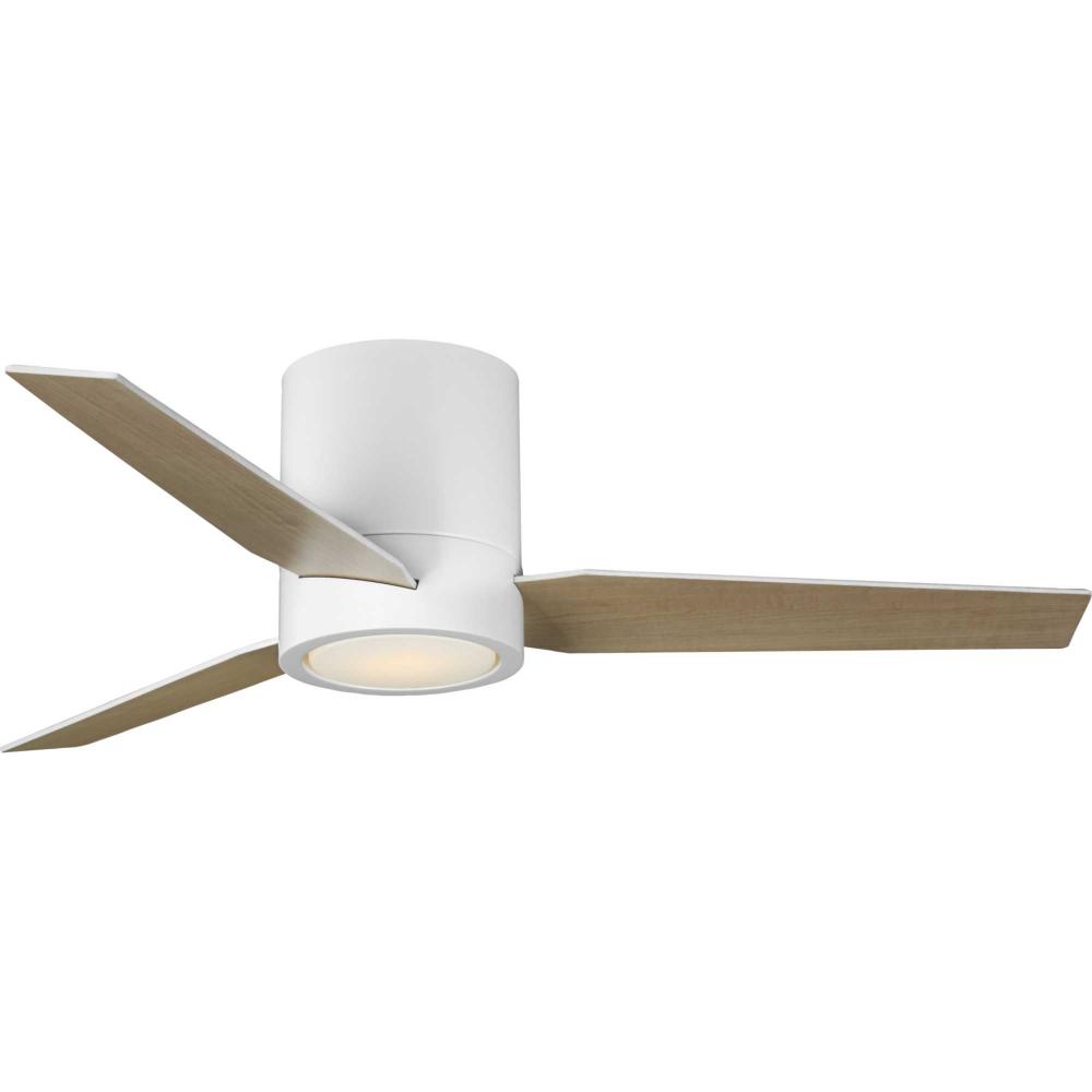 Braden Collection 44&#34; 3-Blade Matte White LED Mid-Century Modern Indoor Hugger Ceiling Fan