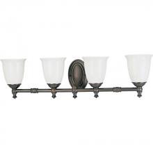 Progress P3041-74 - Victorian Collection Four-Light Venetian Bronze White Opal Glass Farmhouse Bath Vanity Light