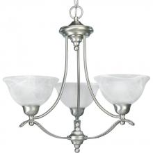 Progress P4067-09 - Three Light Brushed Nickel Alabaster Glass Up Chandelier