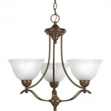 Progress P4067-20 - Three Light Antique Bronze Alabaster Glass Up Chandelier