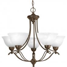 Progress P4068-20 - Five Light Antique Bronze Alabaster Glass Up Chandelier