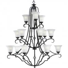 Progress P4268-84 - Fifteen Light Espresso Etched Watermark Glass Up Chandelier