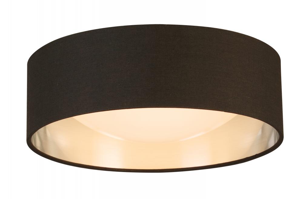 LED Ceiling Light - 12&#34; Black Exterior and Brushed Nickel Interior fabric Shade