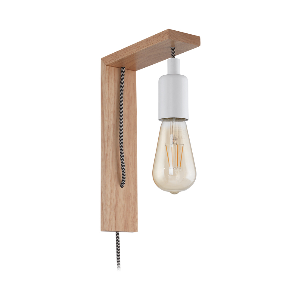 Tocopilla - Wall Light Natural Wood Finish, White Accents, 60W