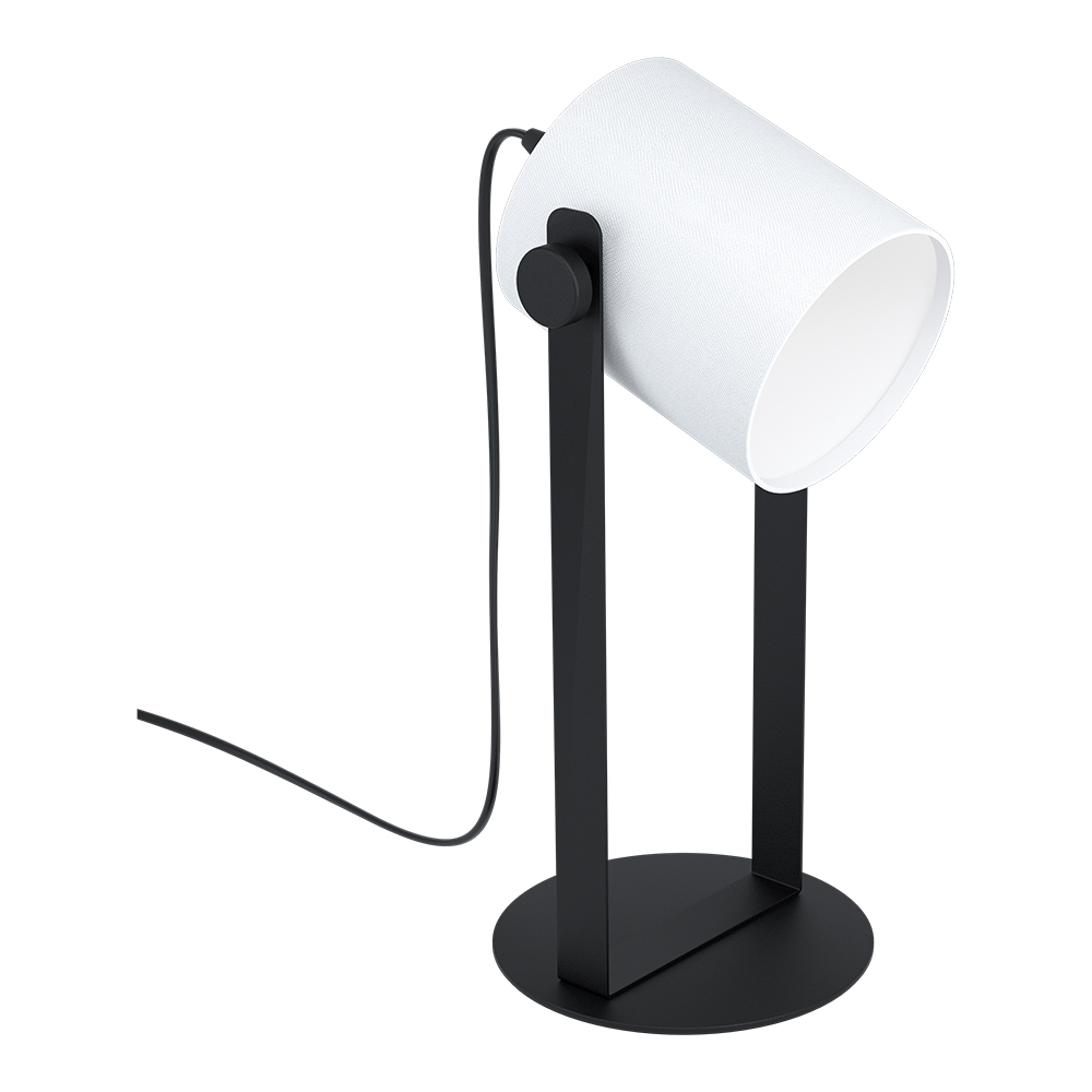 1 LT Table Lamp Black Finish White Fabric Shade 1x15W A19 LED