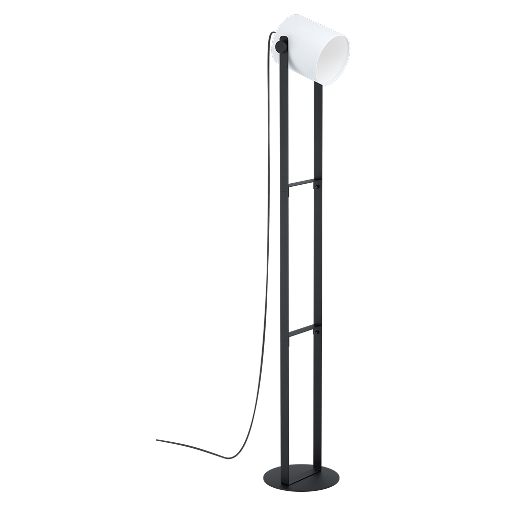 1 LT Floor Lamp Black Finish White Fabric Shade 1x15W A19 LED