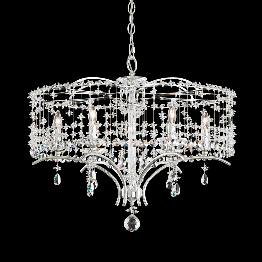 Bella Rose 6 Light 120V Chandelier in White with Radiance Crystal