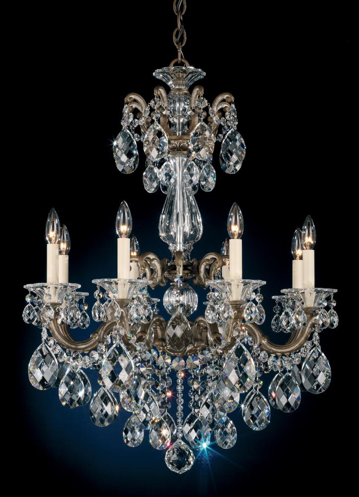 La Scala 8 Light 120V Chandelier in Etruscan Gold with Clear Crystals from Swarovski