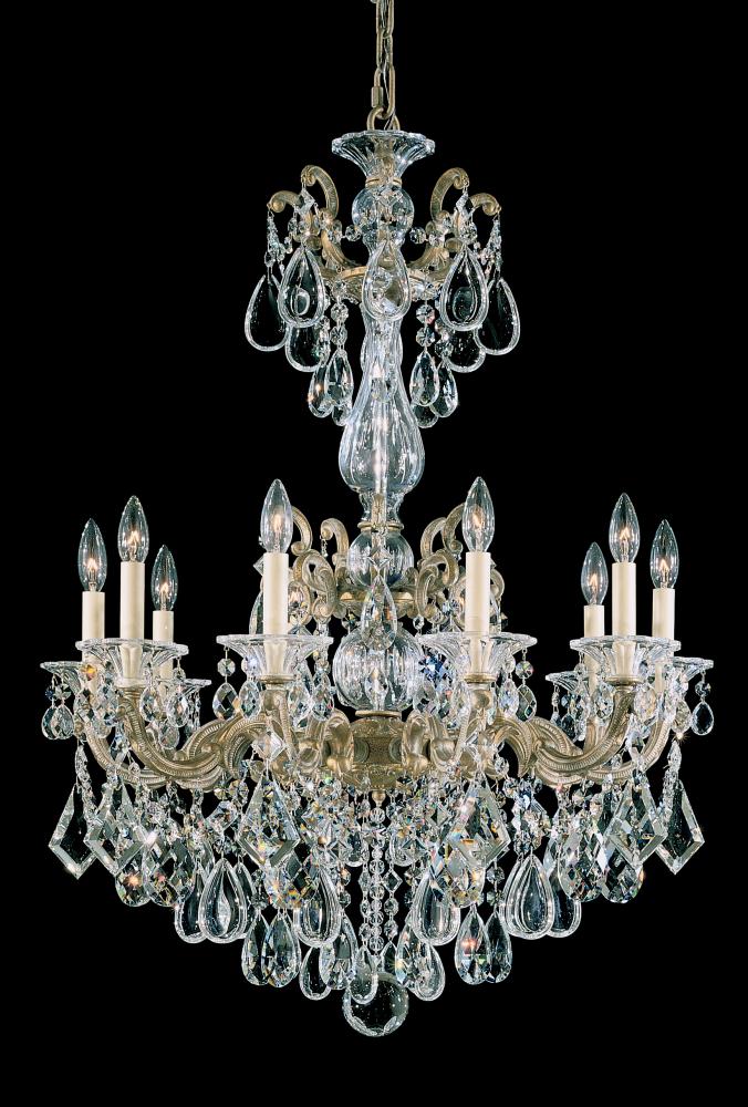 La Scala 10 Light 120V Chandelier in Florentine Bronze with Heritage Handcut Crystal