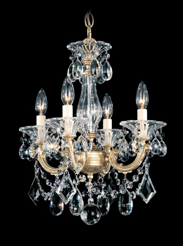 La Scala 4 Light 120V Chandelier in Antique Silver with Clear Crystals from Swarovski