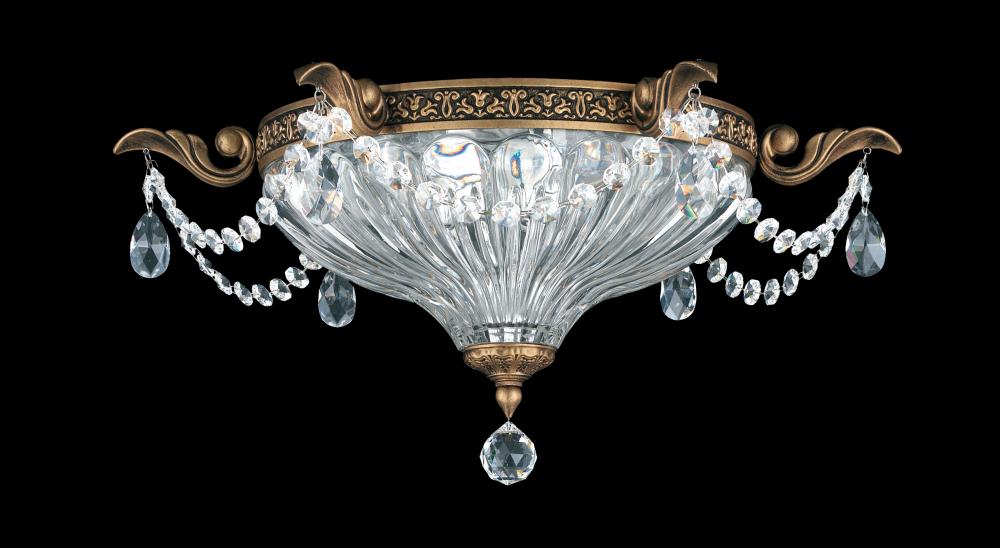 Milano 2 Light 120V Flush Mount in Etruscan Gold with Clear Crystals from Swarovski