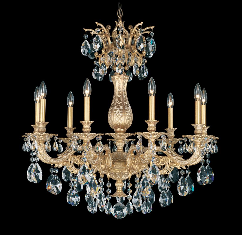 Milano 9 Light 120V Chandelier in Florentine Bronze with Clear Crystals from Swarovski