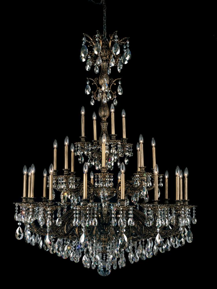 Milano 28 Light 120V Chandelier in Heirloom Gold with Clear Crystals from Swarovski