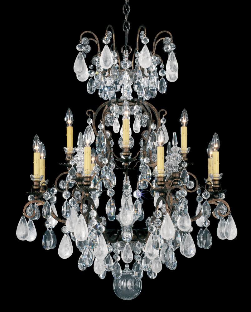 Renaissance Rock Crystal 13 Light 120V Chandelier in Heirloom Bronze with Clear Crystal and Rock C