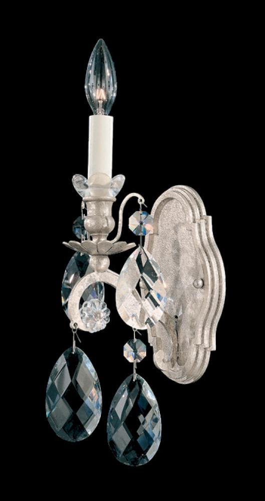 Renaissance 1 Light 120V Wall Sconce in Antique Silver with Clear Crystals from Swarovski