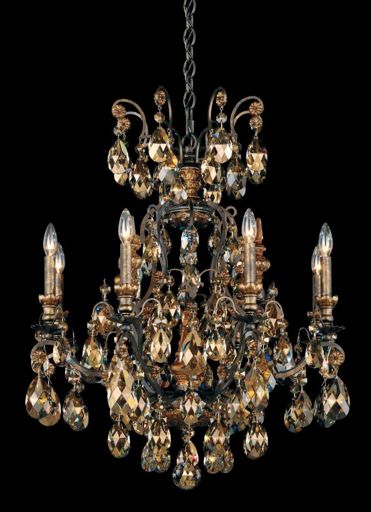Renaissance 9 Light 120V Chandelier in Antique Silver with Clear Crystals from Swarovski