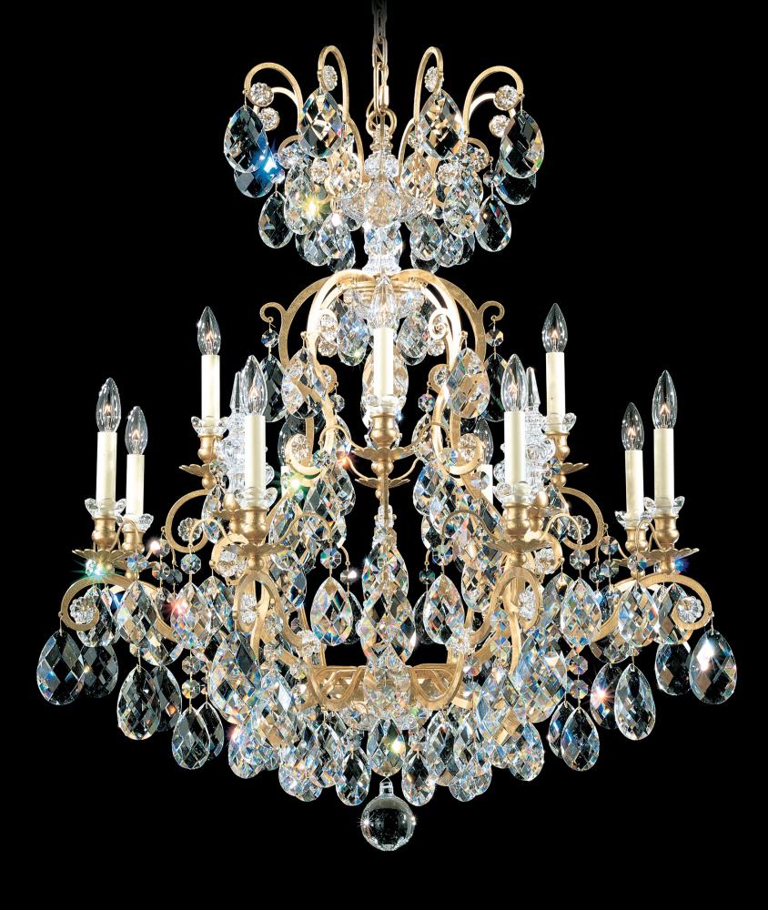 Renaissance 13 Light 120V Chandelier in Antique Silver with Clear Crystals from Swarovski