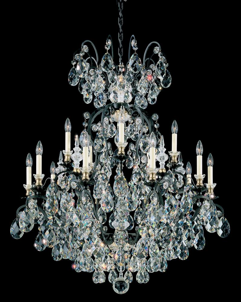 Renaissance 16 Light 120V Chandelier in Antique Silver with Clear Crystals from Swarovski