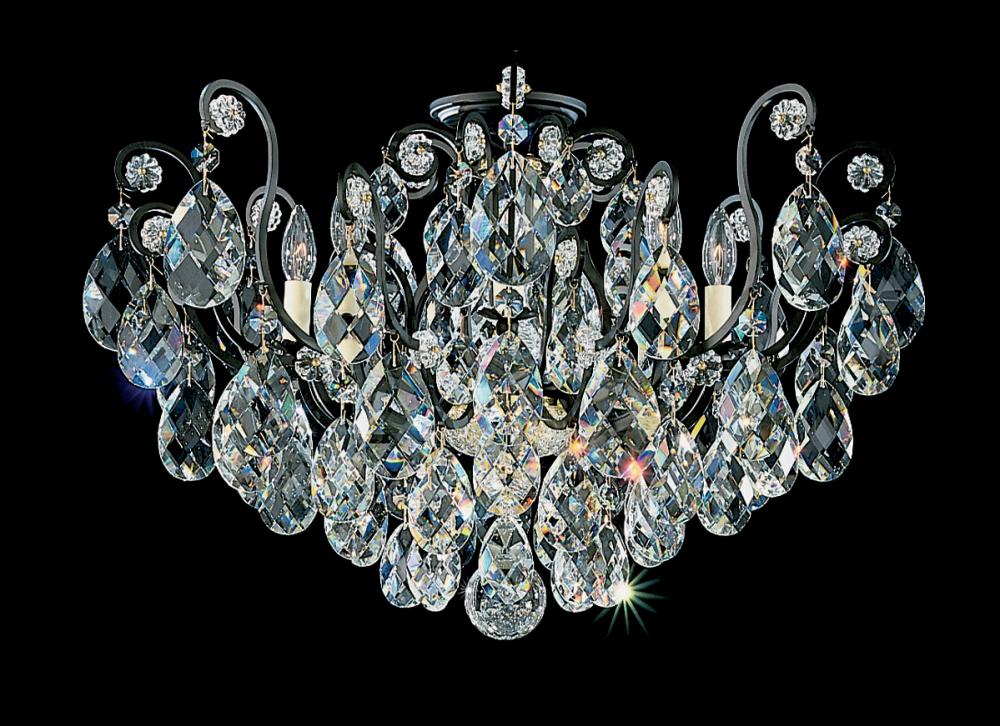 Renaissance 8 Light 120V Semi-Flush Mount in Antique Silver with Clear Crystals from Swarovski