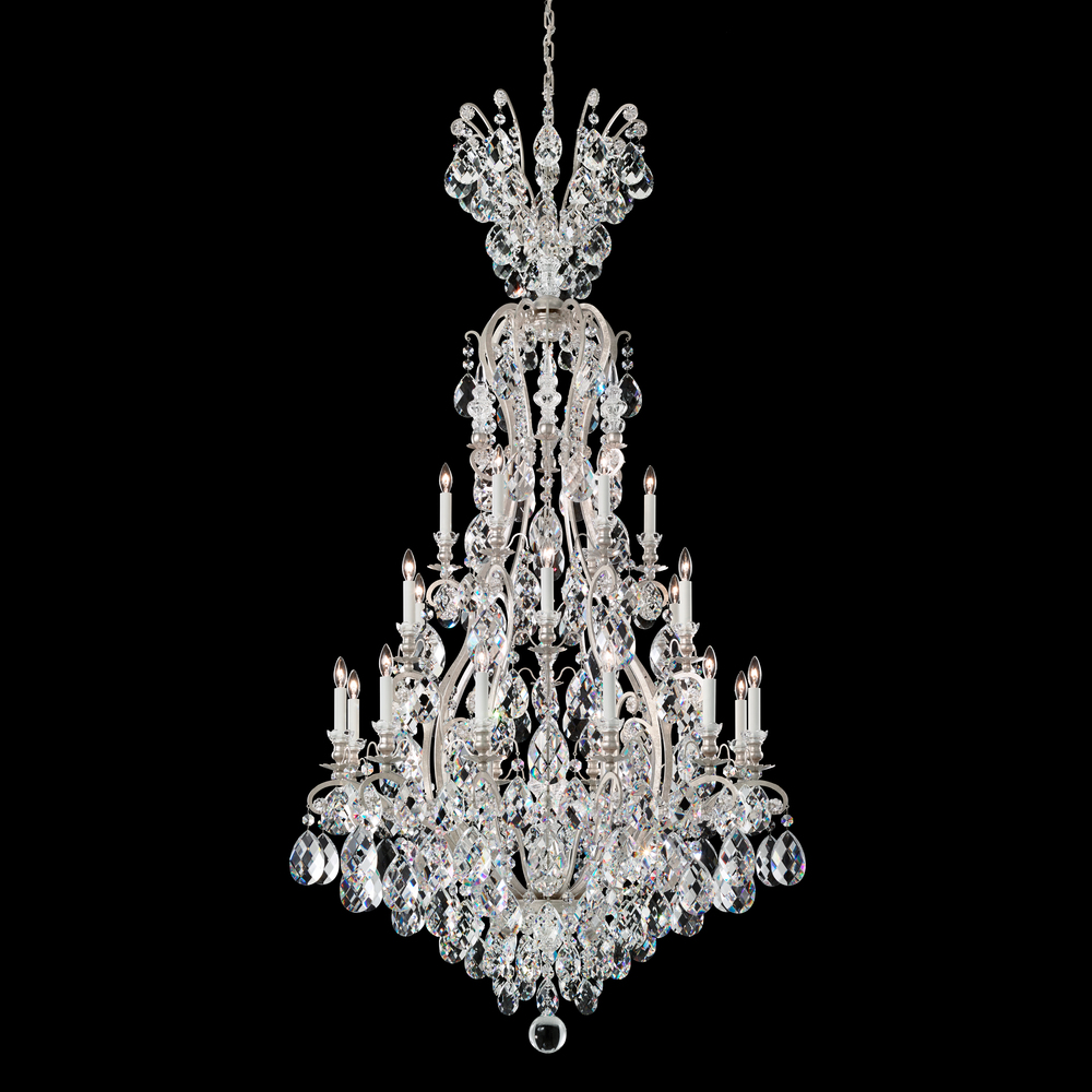 Renaissance 25 Light 120V Chandelier in Antique Silver with Clear Crystals from Swarovski