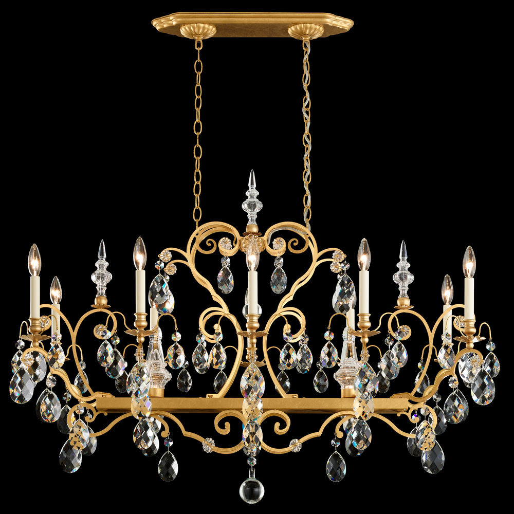 Renaissance 12 Light 120V Chandelier in French Gold with Clear Crystals from Swarovski