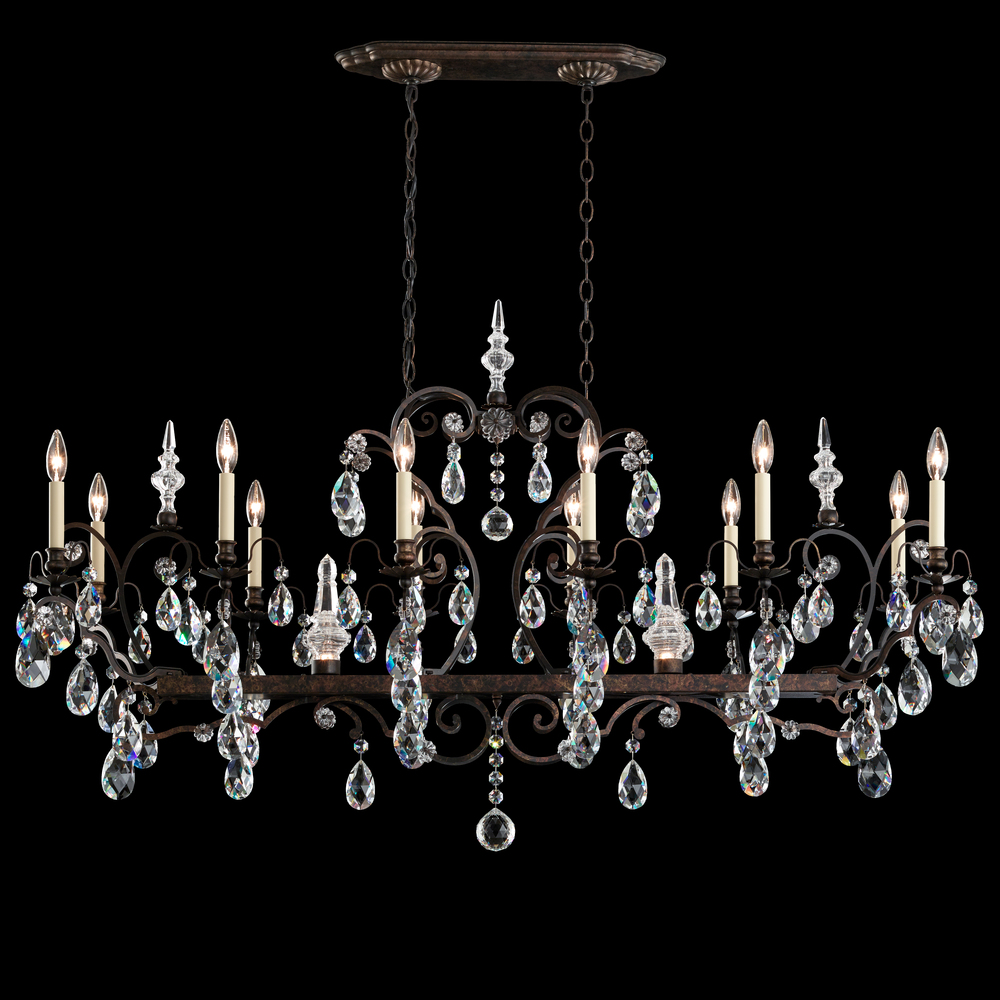 Renaissance 14 Light 120V Chandelier in Black with Clear Crystals from Swarovski