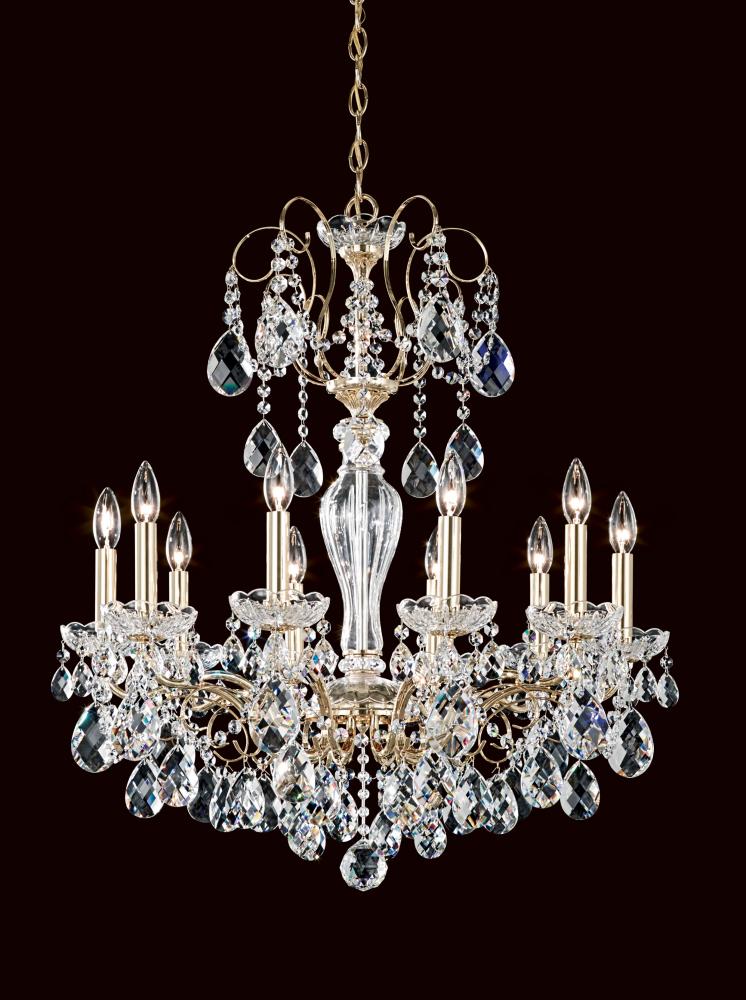 Sonatina 10 Light 120V Chandelier in Black Pearl with Clear Crystals from Swarovski