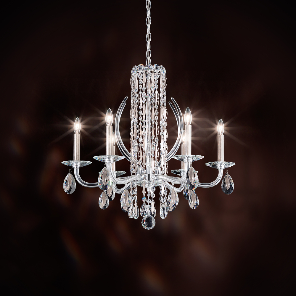 Siena 6 Light 120V Chandelier in Black with Clear Radiance Crystal