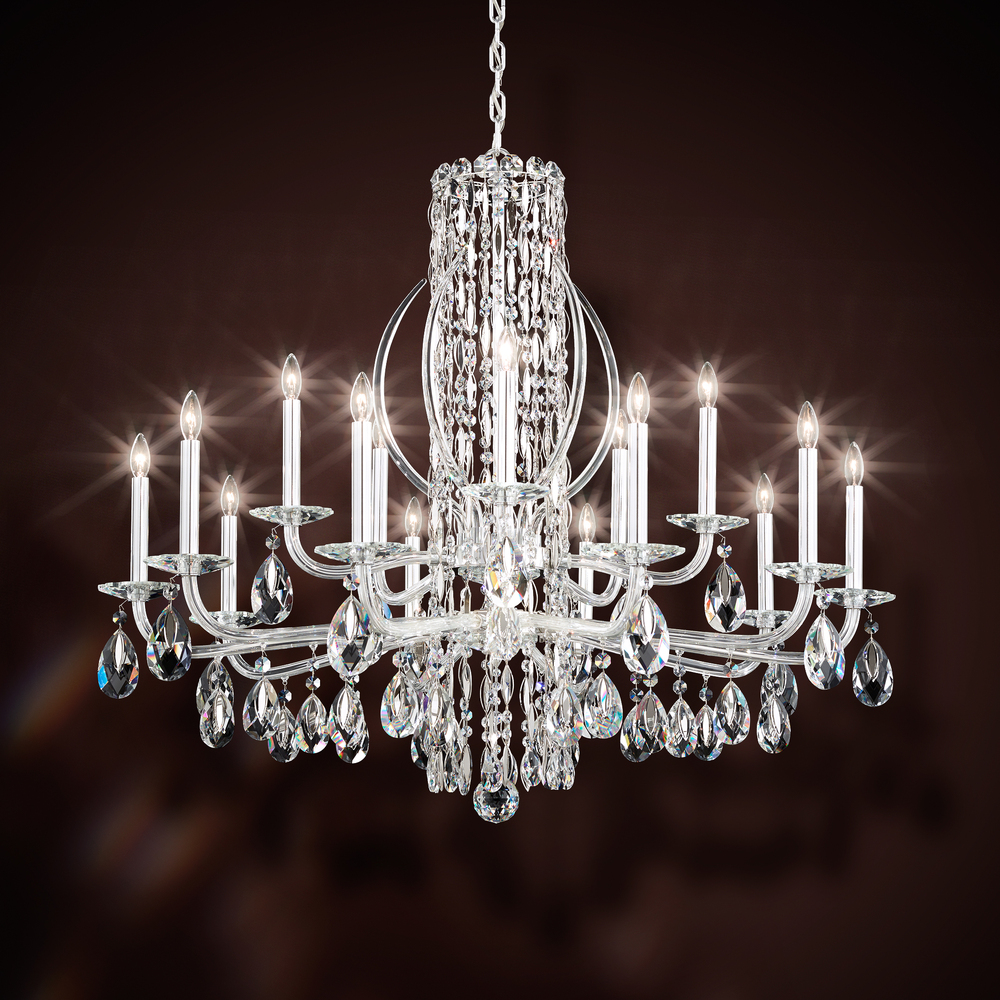 Siena 15 Light 120V Chandelier in Black with Clear Radiance Crystal