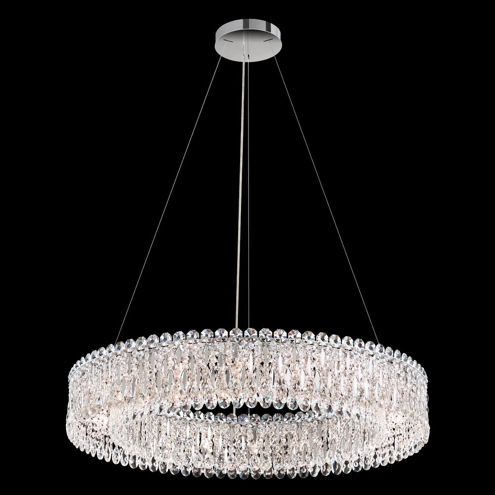 Sarella 18 Light 120V Pendant in Black with Clear Crystals from Swarovski