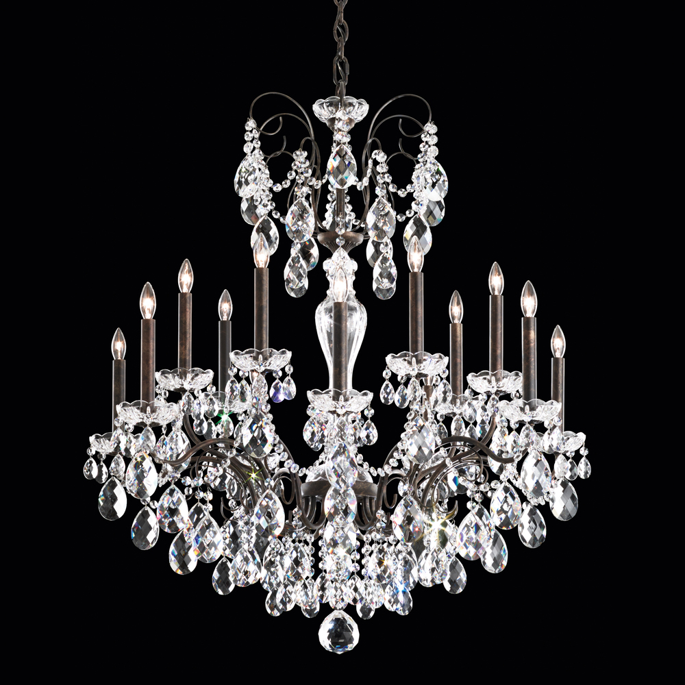 Sonatina 14 Light 120V Chandelier in Etruscan Gold with Clear Crystals from Swarovski