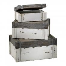 Cyan Designs 02471 - Alder Boxes Set of 3 Distressed White And Gray