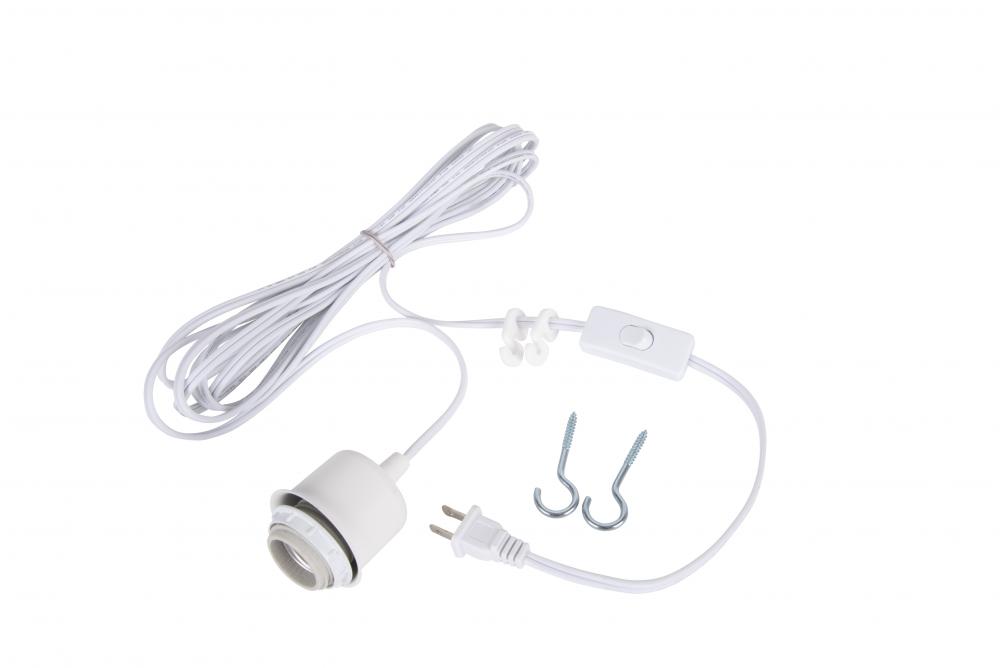 Swag Hardware Kit 15&#39; White Cord w/Socket in White