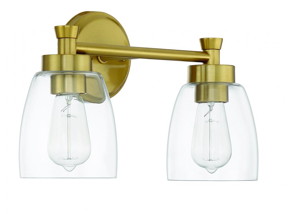 Henning 2 Light Vanity in Satin Brass