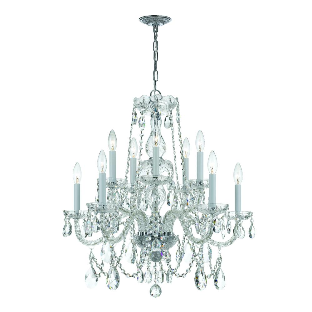 Traditional Crystal 10 Light Spectra Crystal Polished Chrome Chandelier