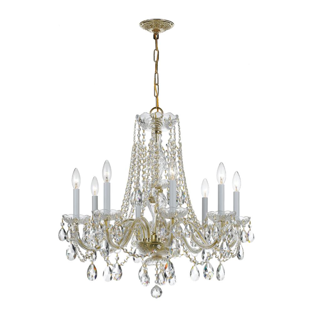 Traditional Crystal 8 Light Spectra Crystal Polished Brass Chandelier