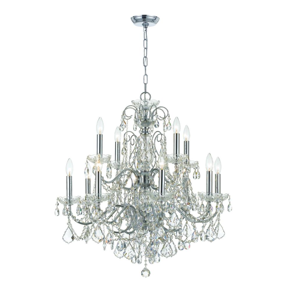 Imperial 12 Light Hand Cut Crystal Polished Chrome Chandelier