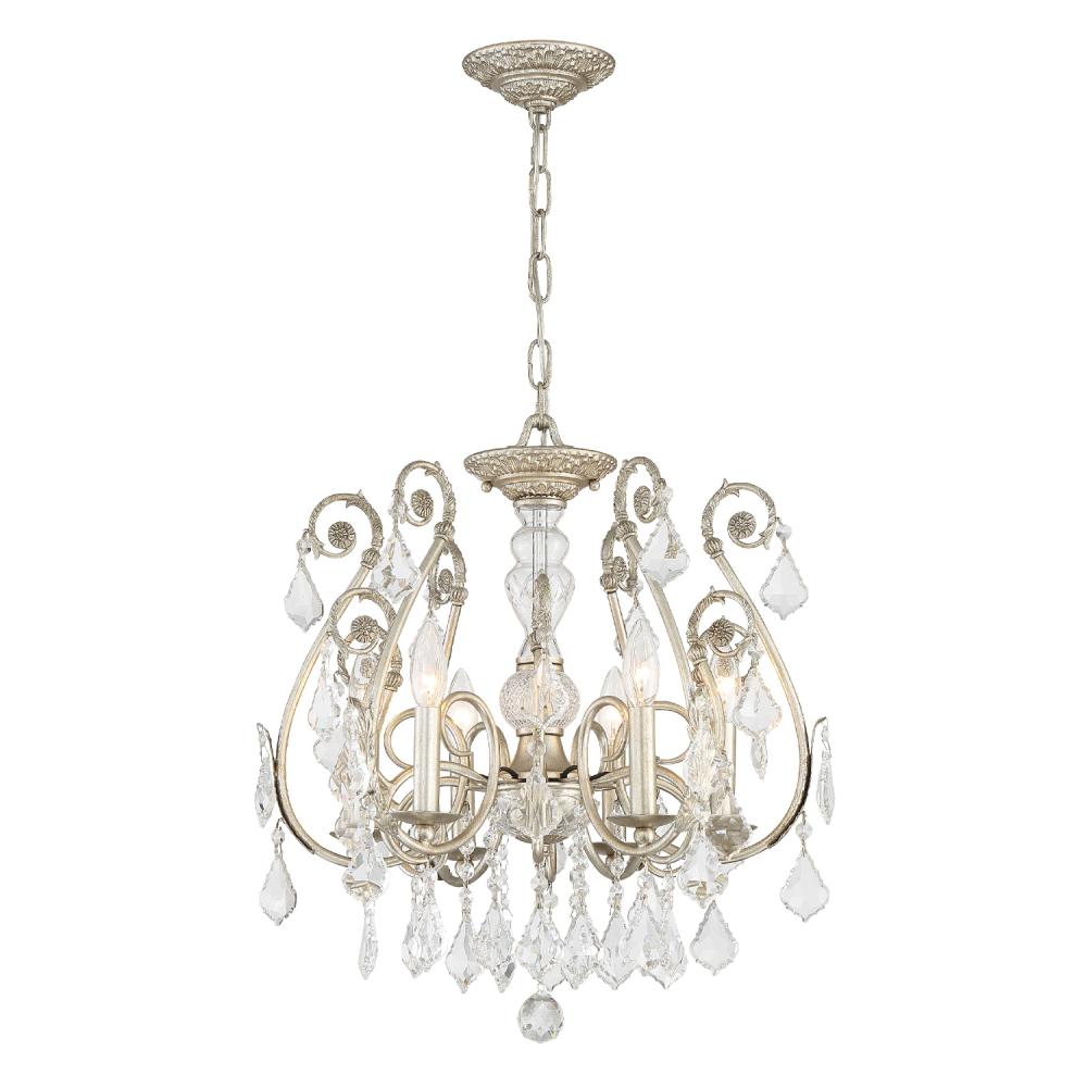 Regis 6 Light Swarovski Strass Crystal Olde Silver Chandelier