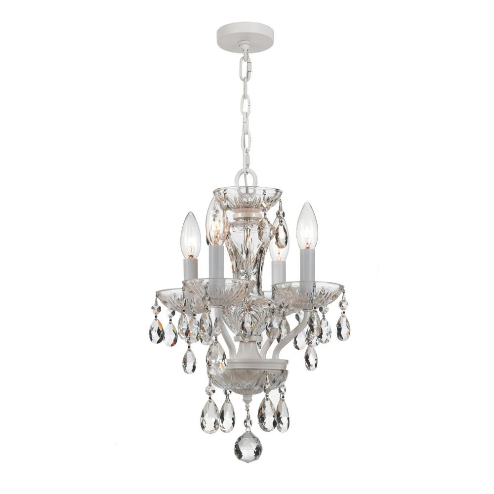 Traditional Crystal 4 Light Swarovski Strass Crystal Wet White Mini Chandelier