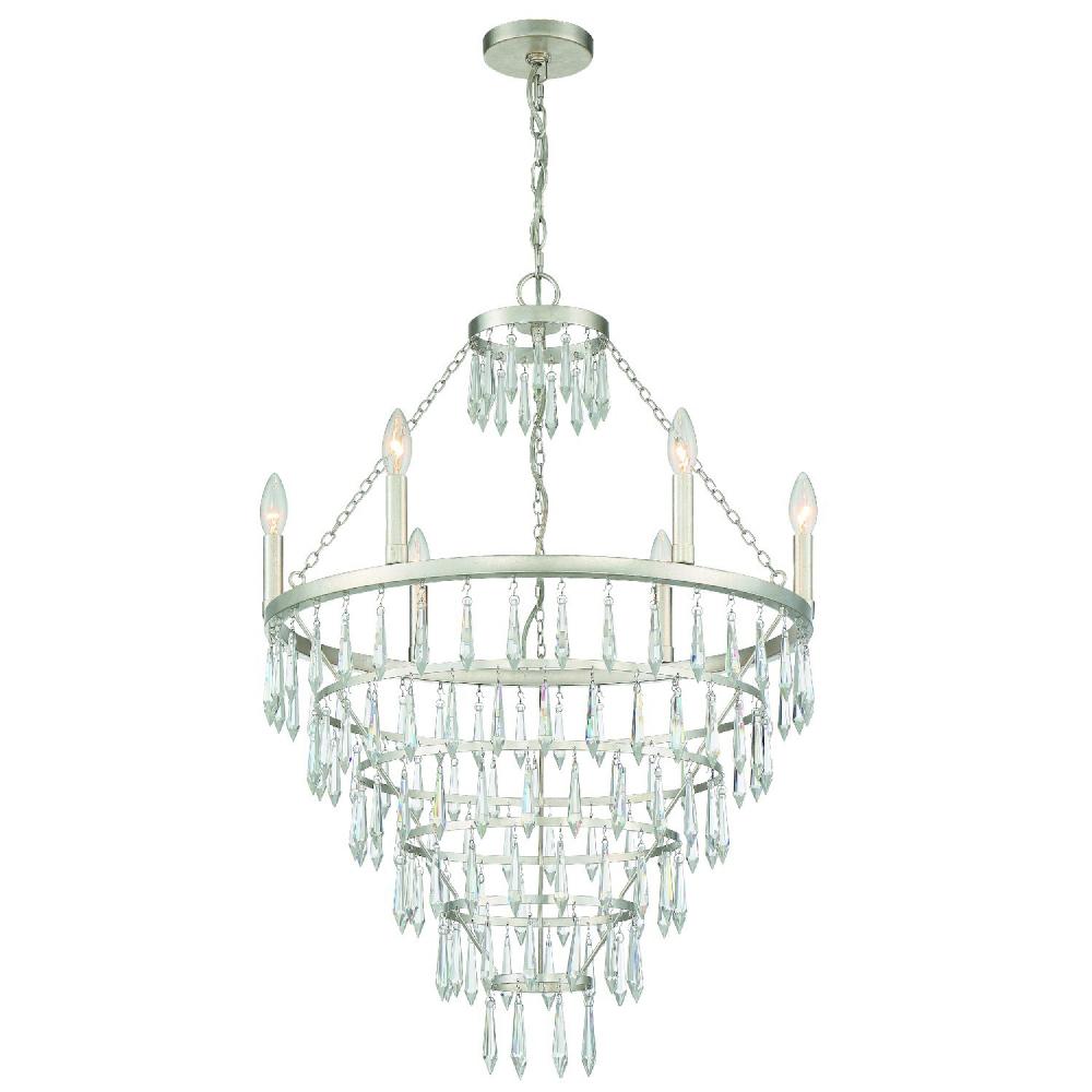 Lucille 6 Light Antique Silver Chandelier