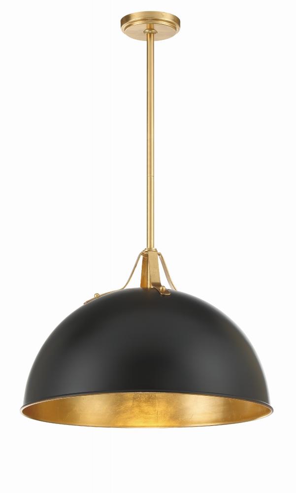 Soto 1 Light Matte Black + Antique Gold Pendant