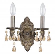 Crystorama 5022-VB-GT-MWP - Paris Market 2 Light Golden Teak Hand Cut Crystal Venetian Bronze Sconce