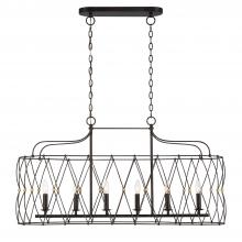 Crystorama ZUC-A9037-EB-GA - Zucca 6 Light English Bronze + Antique Gold Linear Chandelier