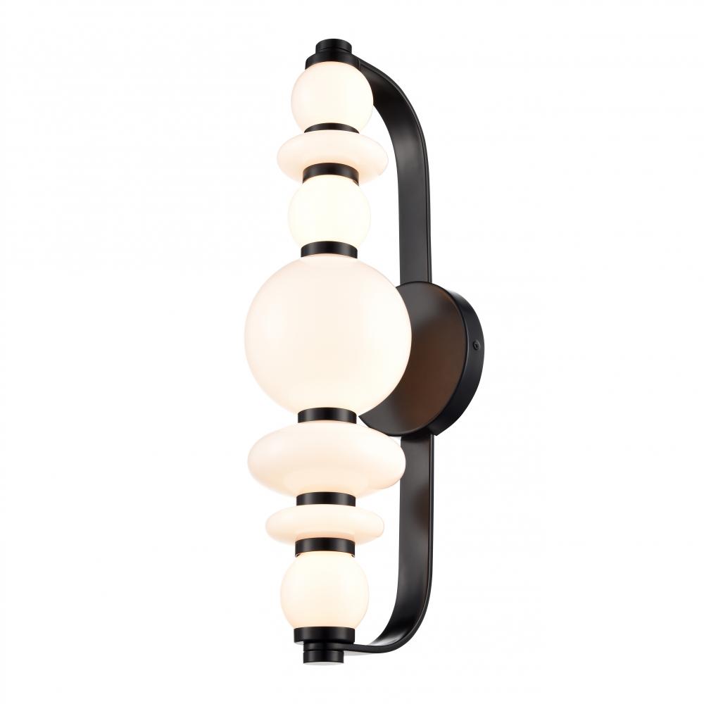 CORSAIR 18" SCONCE, BLACK W/TRUE OPAL GLASS