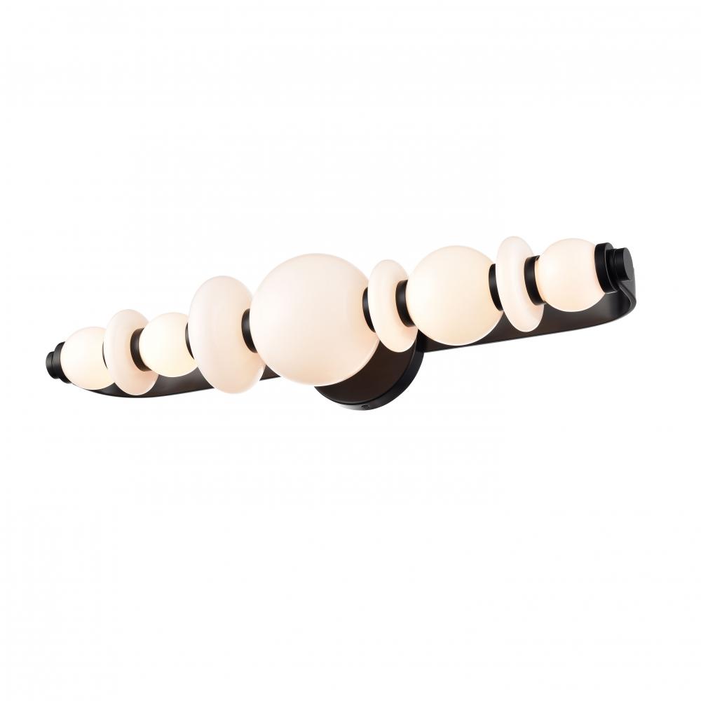 CORSAIR 24&#34; SCONCE/VANITY, BLACK W/TRUE OPAL