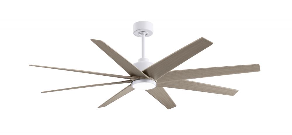 Ariella 8-blade ceiling fan in Matte White and Gray Ash Tone blades