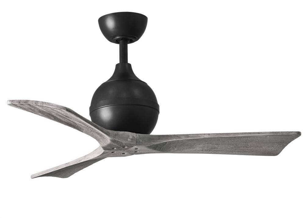 Irene-3 three-blade paddle fan in Matte Black finish with 42&#34; solid barn wood tone blades.